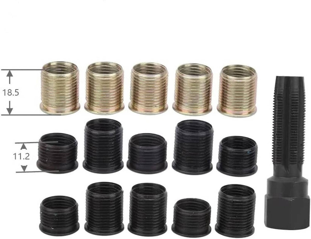 Solid Spare 16pc Spark Plug Thread Repair Rethreading Tool Kit M16 Threaded Coil Insert