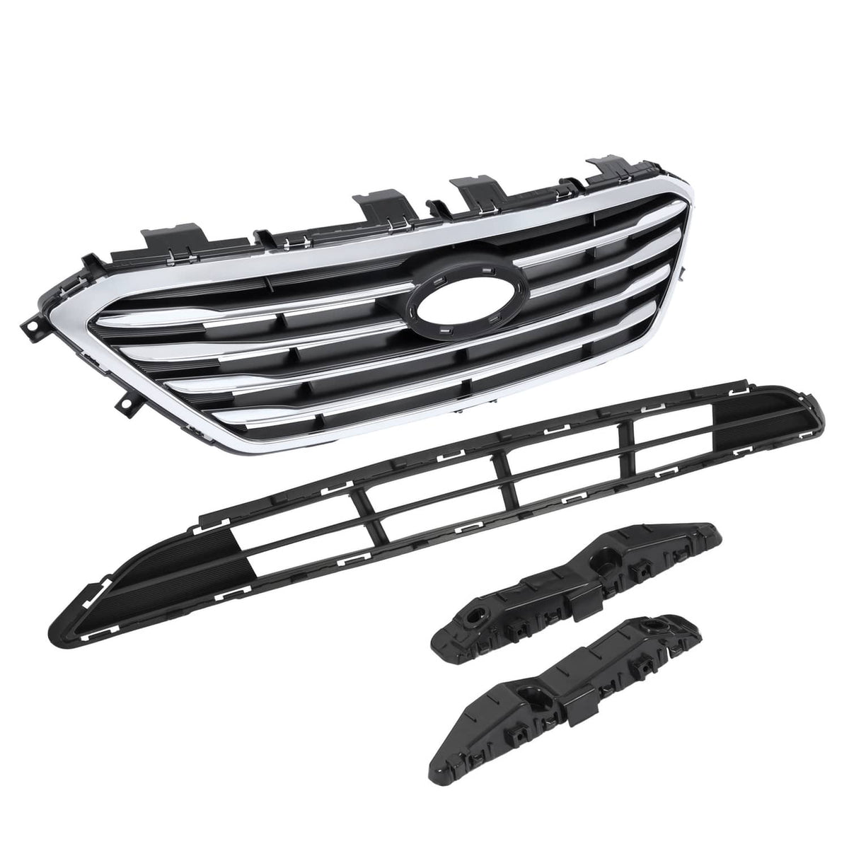 Solid Spare For 2015 2016 2017 Hyundai Sonata Front Upper Lower Grill W/ Bumper Bracket 4Pcs