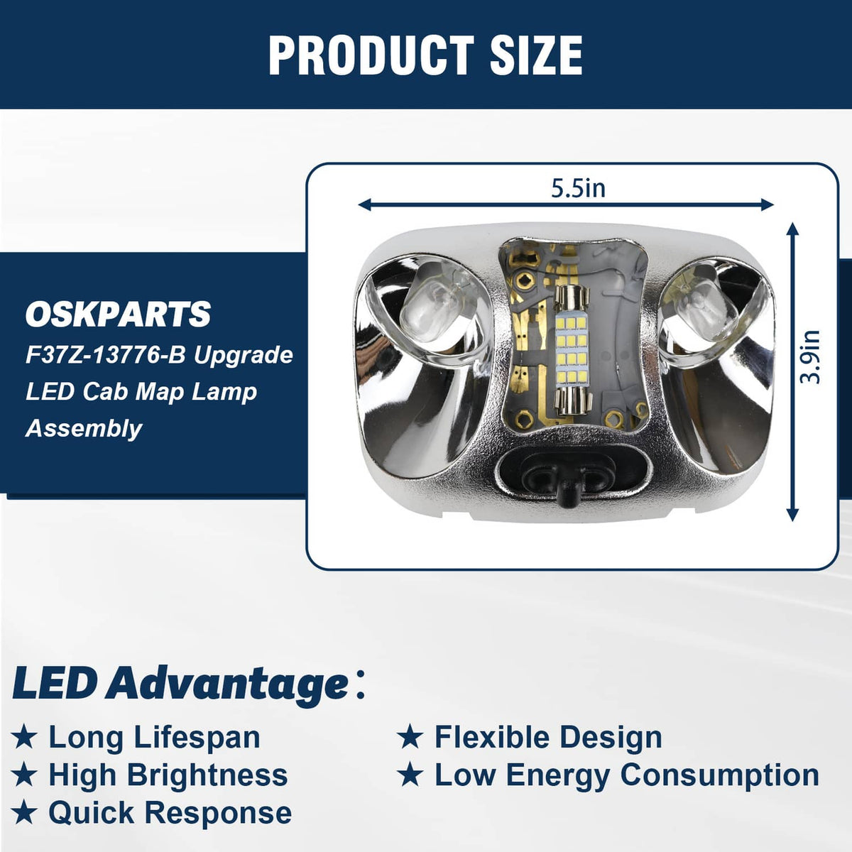 Solidspare New Interior Dome Cab Lamp Light Compatible For 1994-1998 Ford Ranger Splash