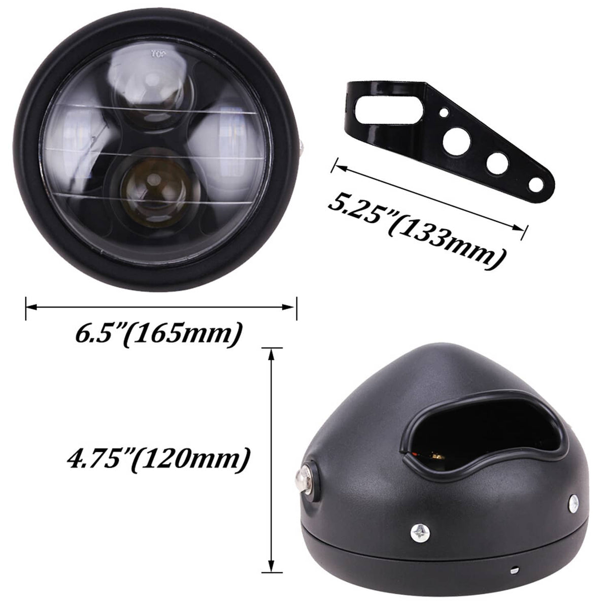 Solidspare For Harley Bobber Cafe Racer Dyna Bike 6.5" Motorcycle LED Headlight Head Lamp