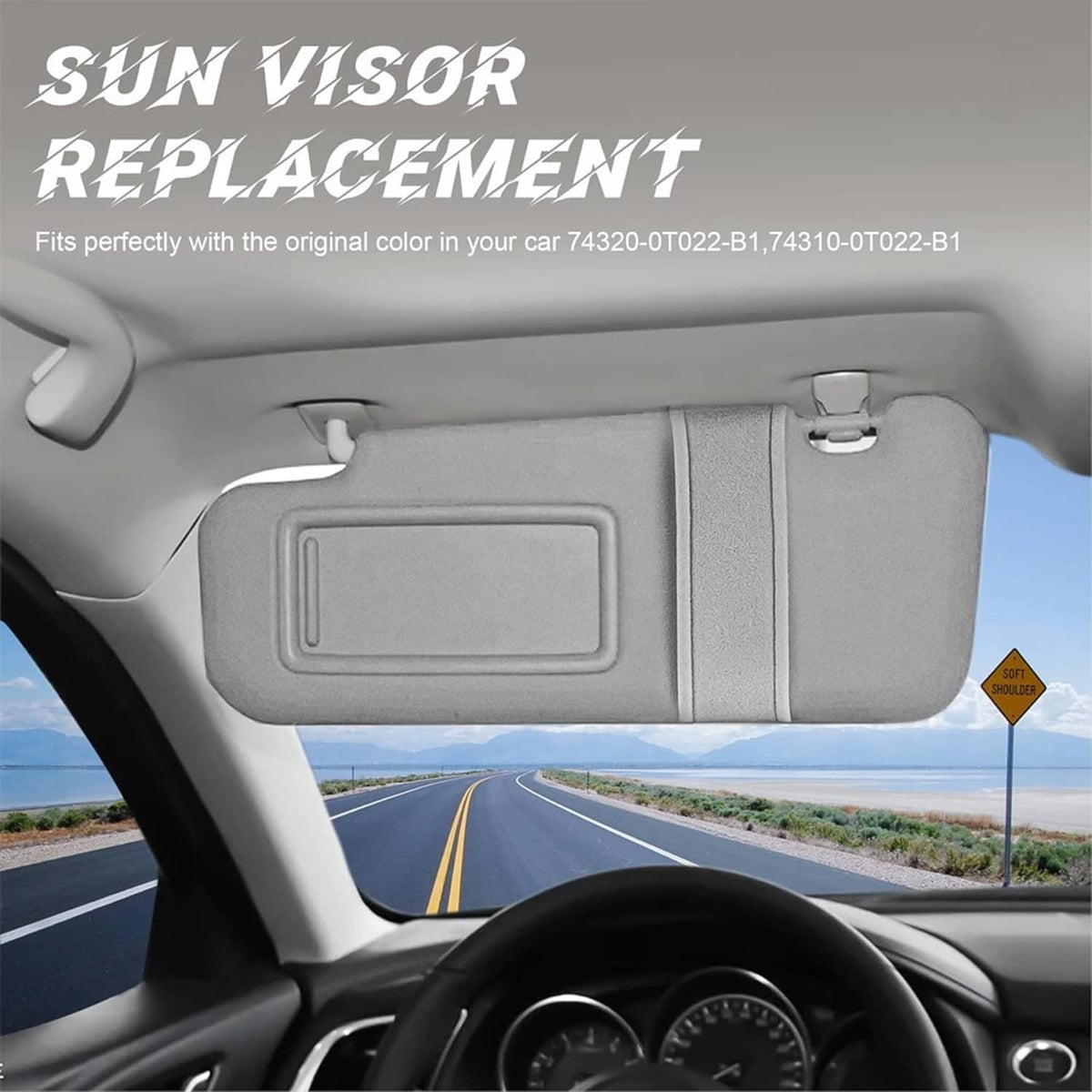 Solidspare Left and Right Gray Sun Visor Pair With Cover Trims for Toyota Venza 2009-2016