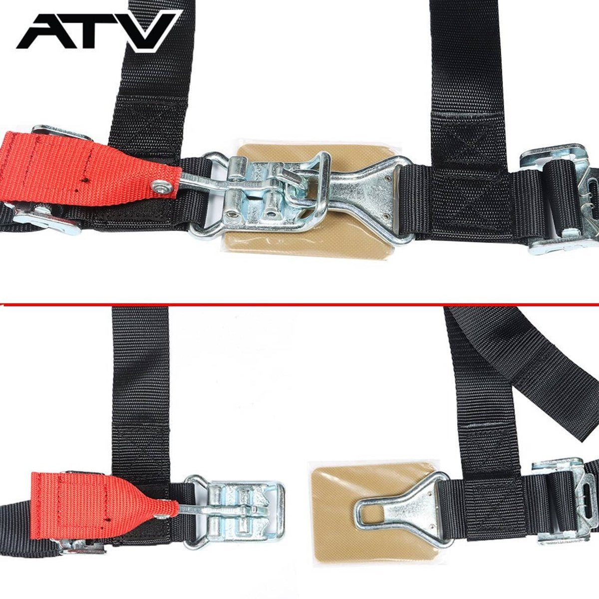 Solidspare 4point Black ATV/UTV Harness Belt Seatbelt w/ Phone Pocket A114220
