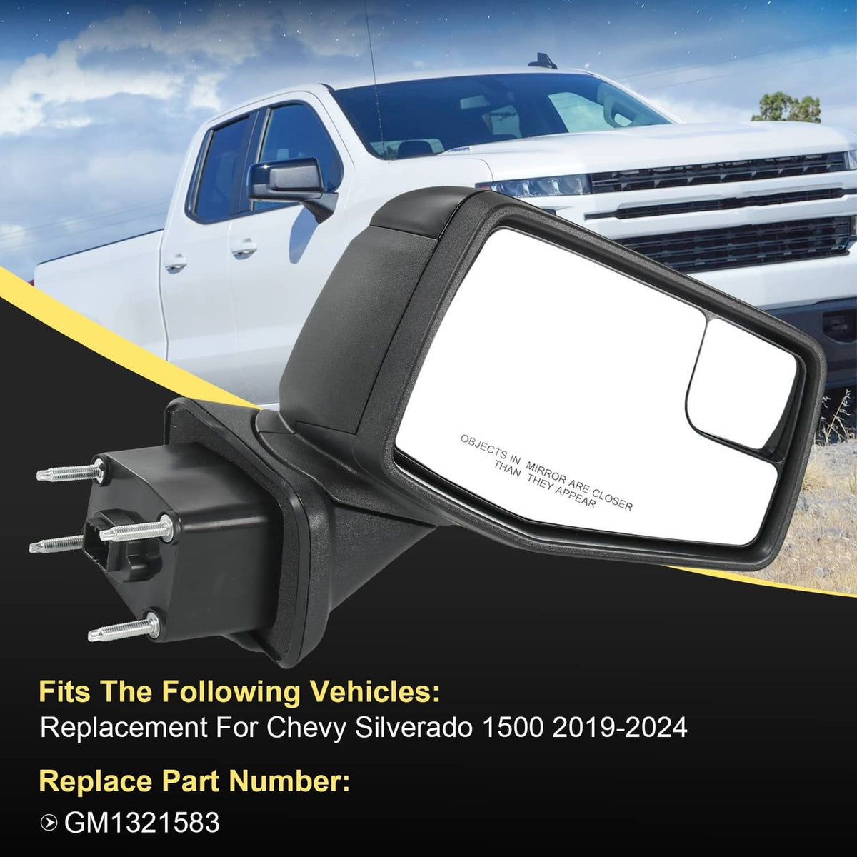 Solidspare Passenger Right Side Power Heated Mirror for 2019-2023 Chevrolet Silverado 1500