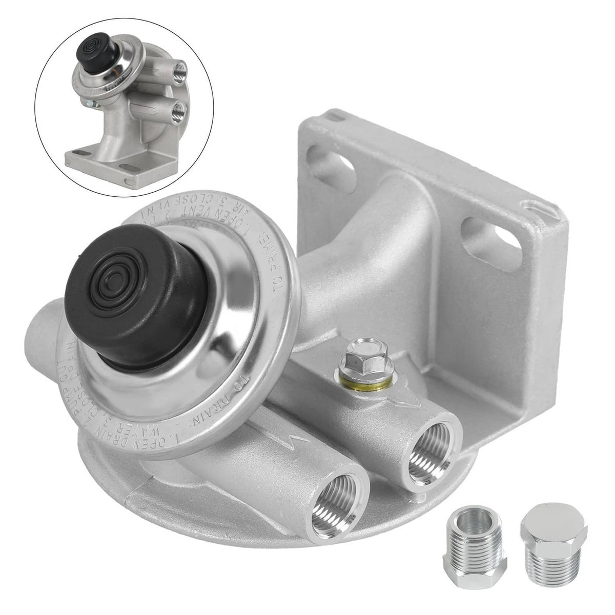 Solidspare Diesel Fuel Filter Mounting Base Hand Priming Pump M16X1.5MM 1-14" Spin On Mount