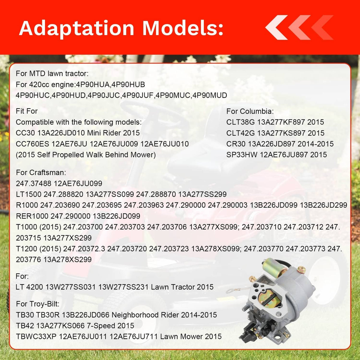 Solidspare Carburetor Kit Fits MTD 951-05149 HY-4P90F CC30 13A226JD010 LT1500 4P90HUA