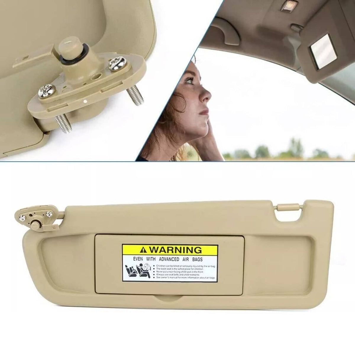 Solidspare 2Pcs Beige Sun Visor Left & Right Visor Kit For 2006-2011 Honda Civic Visors
