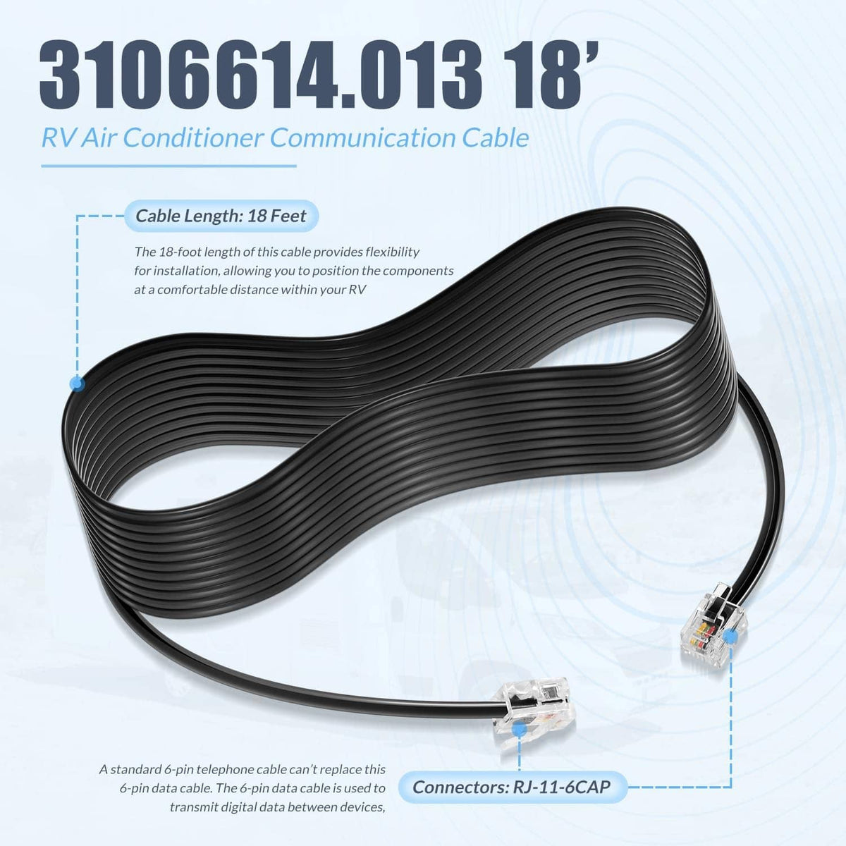 Solidspare 3106614.013 18’ RV Air Conditioner Communication Cable for Dometic Multi-Zone