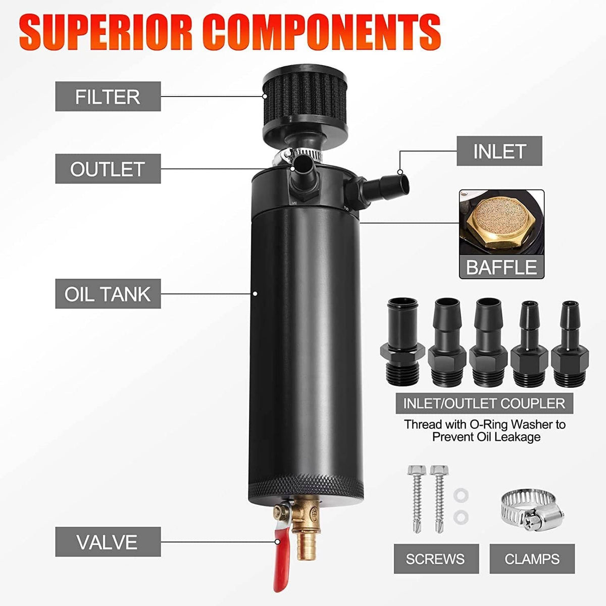 Solidspare 750ML Oil Catch Can Kit Oil Separator Large Baffled Reservoir Tank Universal New