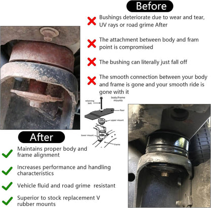 Solidspare New Body Mount Bushing Kit Silicone for 08-16 Ford F250 F350 Super Duty Crew Cab