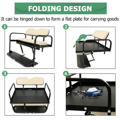 Solidspare Flip Folding Rear Back Seat Kit For Yamaha Drive G29 2007-2016 Golf Cart