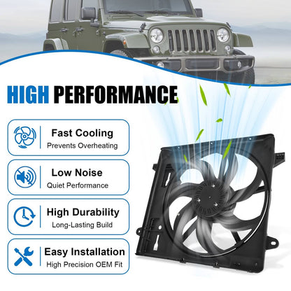 Solidspare 68143894AA Radiator Cooling Fan AssemblyFor 2012-2018 Jeep Wrangler JK 3.6L New