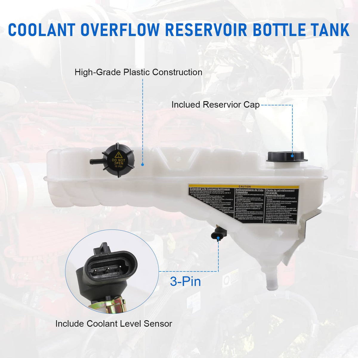 Solidspare Coolant Recovery Reservoir Bottle Tank NEW For Kenworth T660 T800 Peterbilt