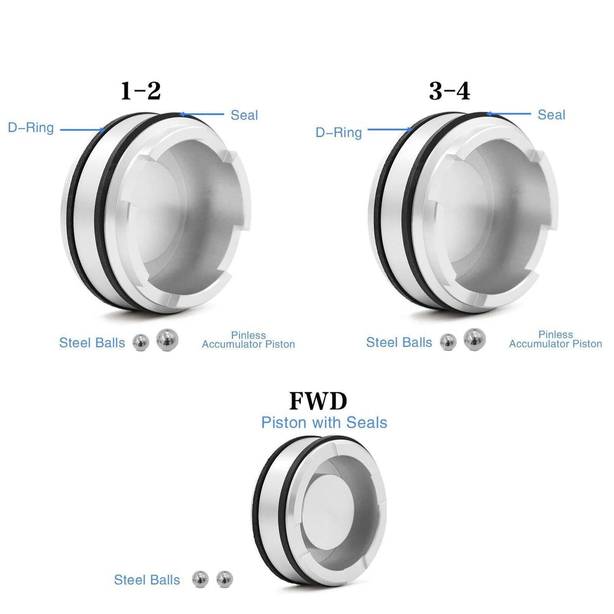 Solidspare For 4L60E 4L65E 4L70E Sonnax FWD 1-2/3-4 Pinless Forward Accumulator Piston Kit