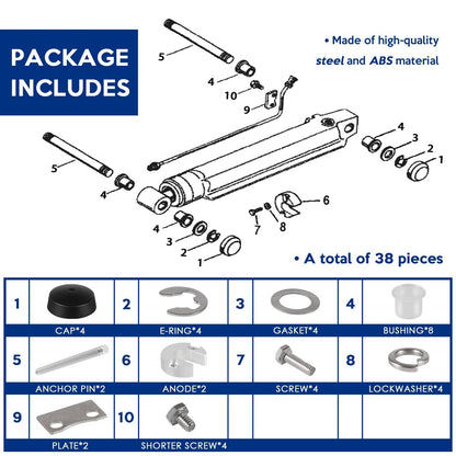 Solidspare 9B-116 Trim Cylinder Pin Cap Bushing Hardware Kit For MerCruiser Alpha 1 Gen 2