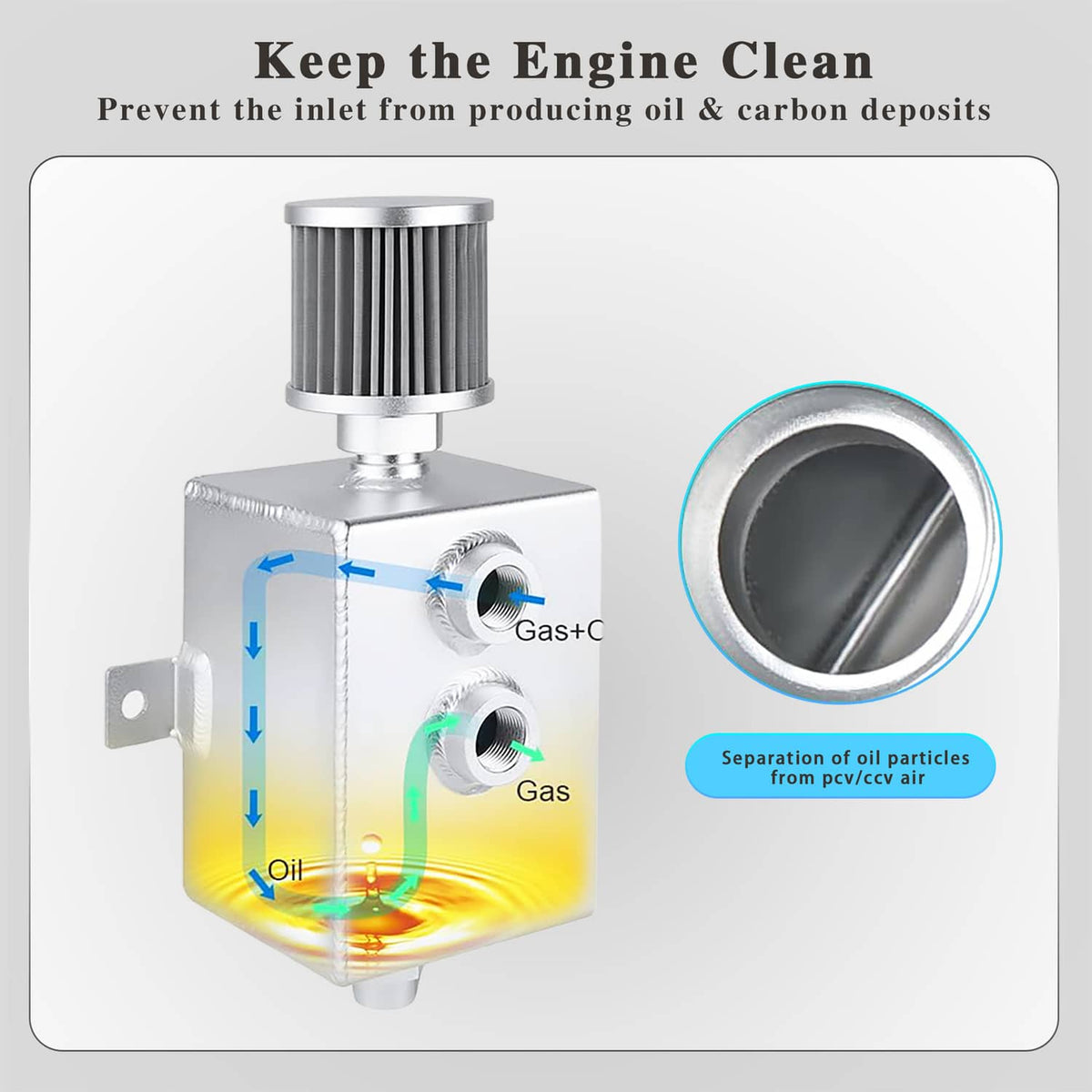 Solidspare Universal 2L Oil Catch Can Tank 2 Port AN10 W/ Breather Filter Drain Tap Baffled
