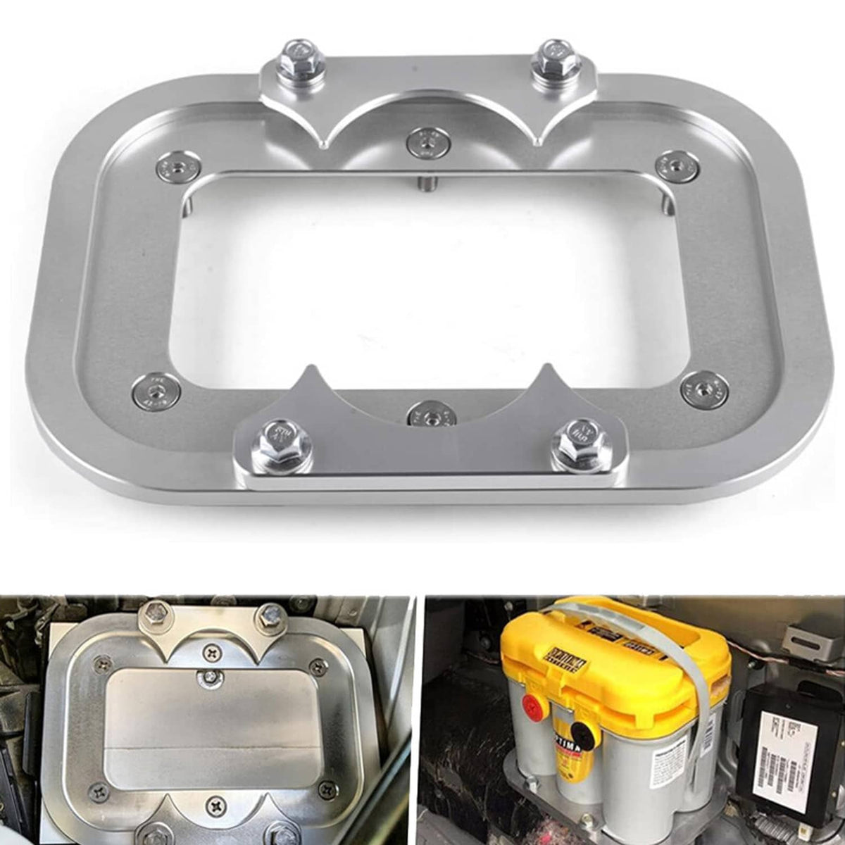Solidspare Billet Aluminum Battery Relocation Tray Hold Down Mount For Optima Battery 34/78
