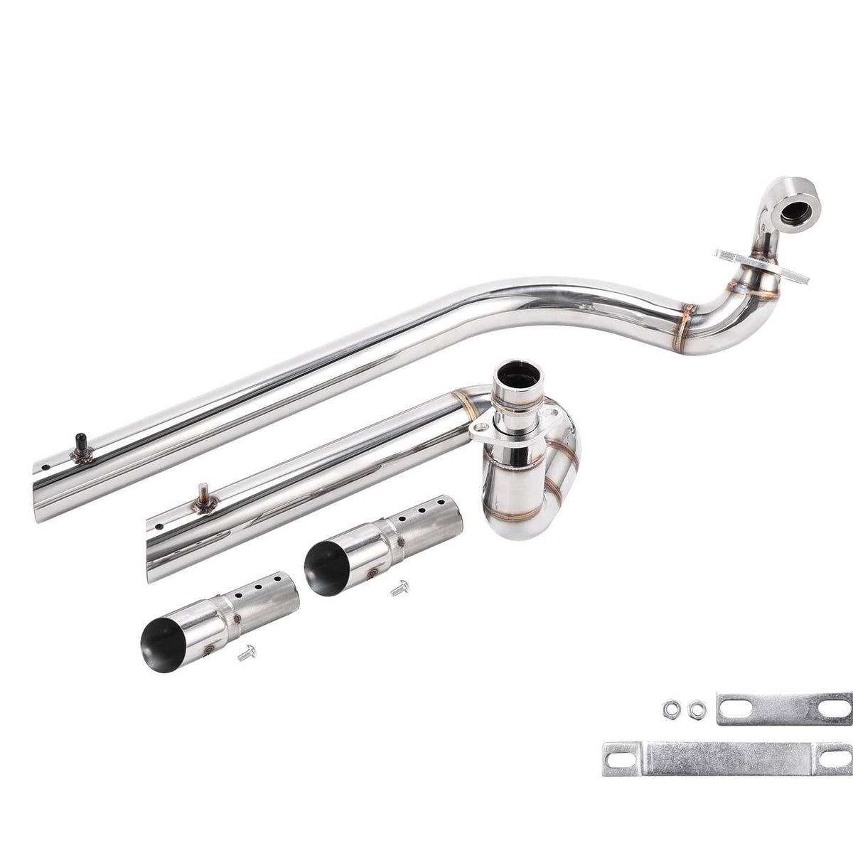 Solidspare Shortshots Staggered Exhaust Pipes Chrome For Yamaha V Star 650 XVS650 Dragstar