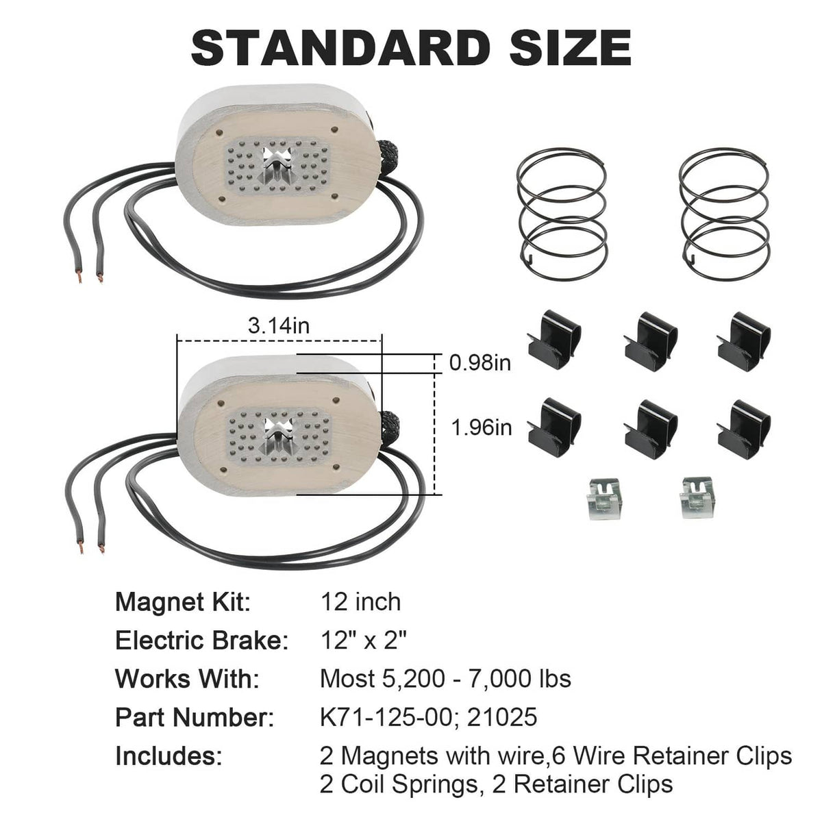 Solidspare 12" Electric Trailer Brake Magnet Kit Fits 5,200-7,000 lbs Axles 21025 2PCS