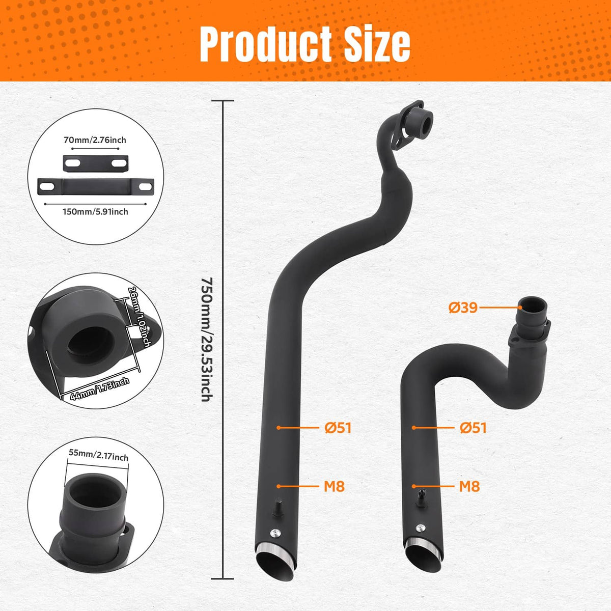 Solidspare Black Exhaust Pipe Systems For Yamaha V star 650 XVS650 Dragstar 650 XVS400