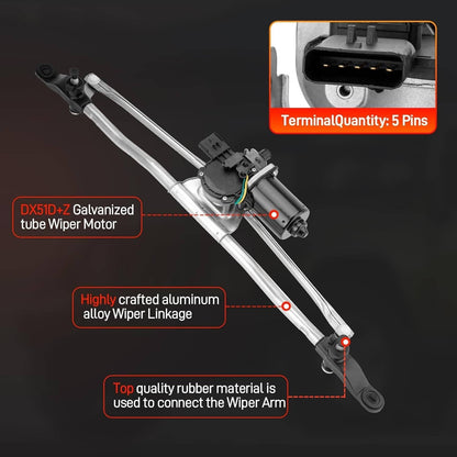Solidspare Front Windshield Wiper Linkage & Motor Assembly For Jeep Wrangler JK 2007-2018
