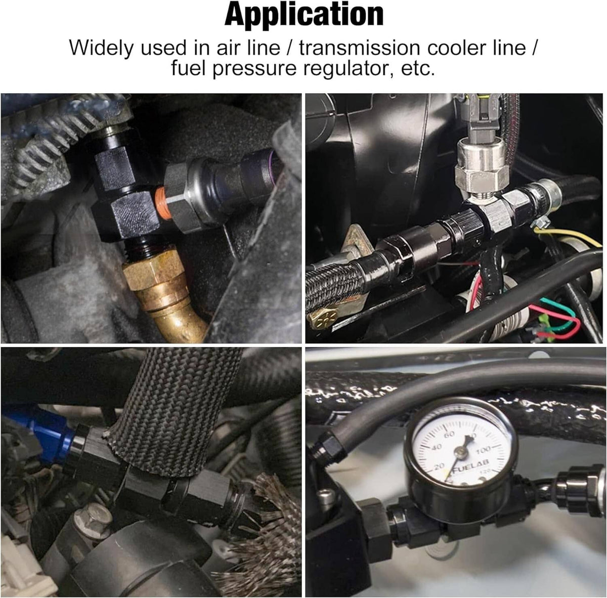 Solid Spare 6AN Male to 6AN Female Fitting With 1/8NPT Gauge Port Hose Adapter Fuel Pressure