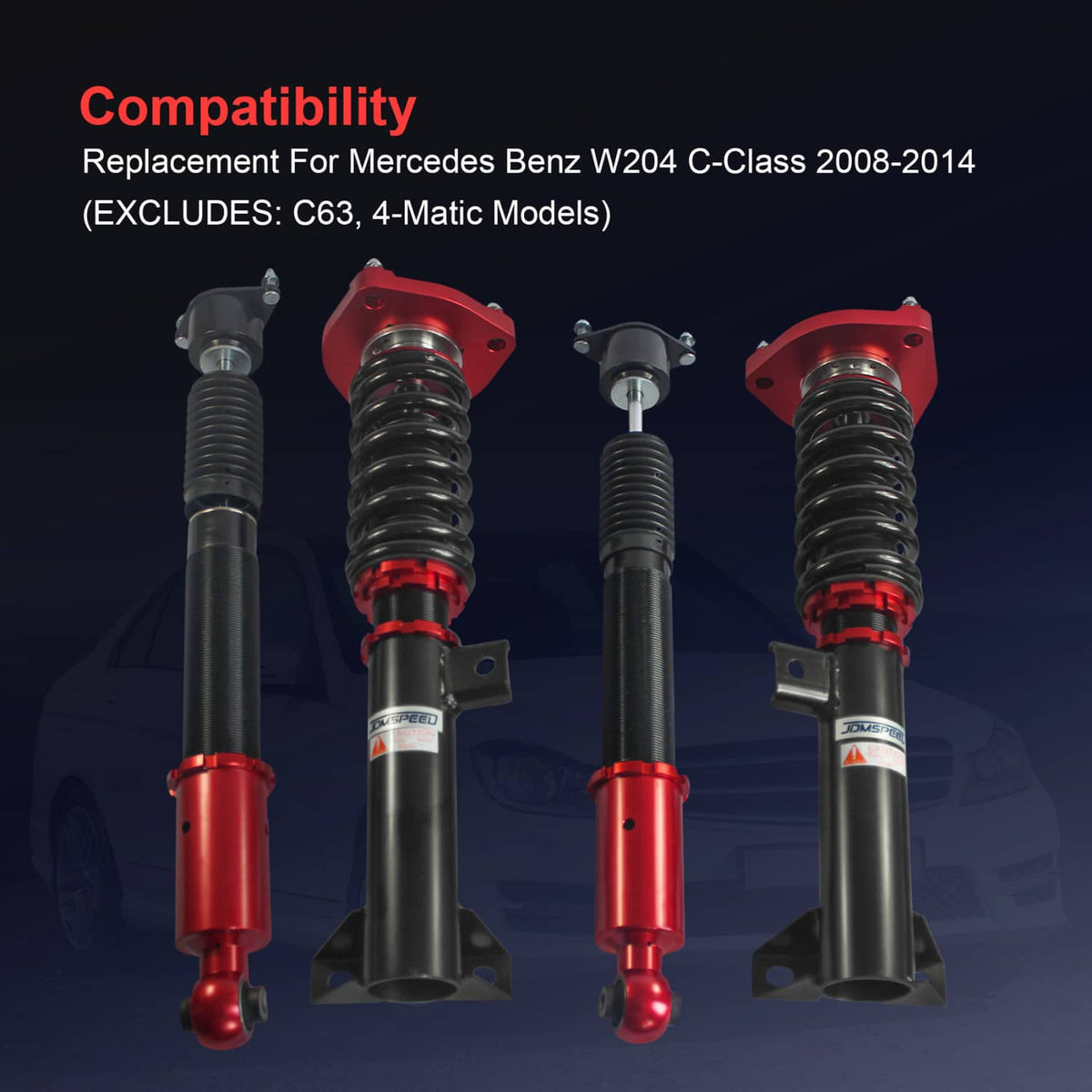 Solidspare 4PC Full Coilovers Suspension For 08-14 Mercedes-Benz C-Class W204 C250 C350 RWD