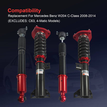 Solidspare 4PC Full Coilovers Suspension For 08-14 Mercedes-Benz C-Class W204 C250 C350 RWD