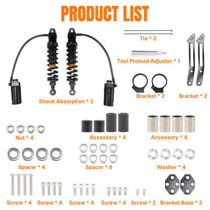 Solidspare Upgraded Remote Reservoir Rear Suspension Shocks Set For Harley Road Glide King
