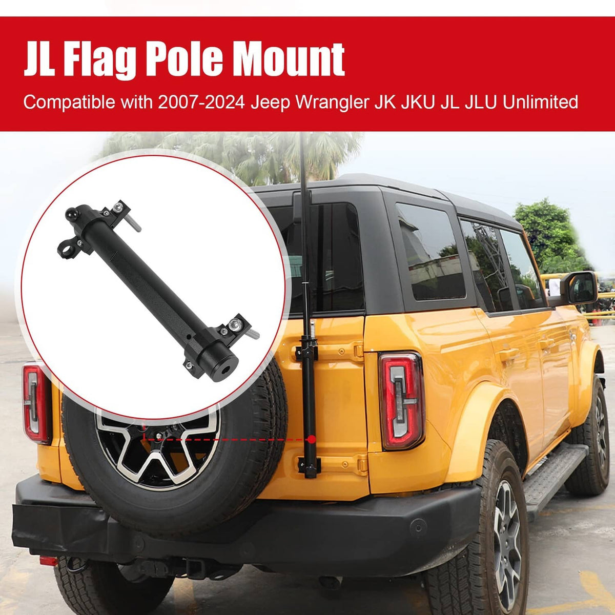 Solidspare Multi-Function Antenna Mount, Tailgate Flagpole Holder For Jeep Wrangler JK JL