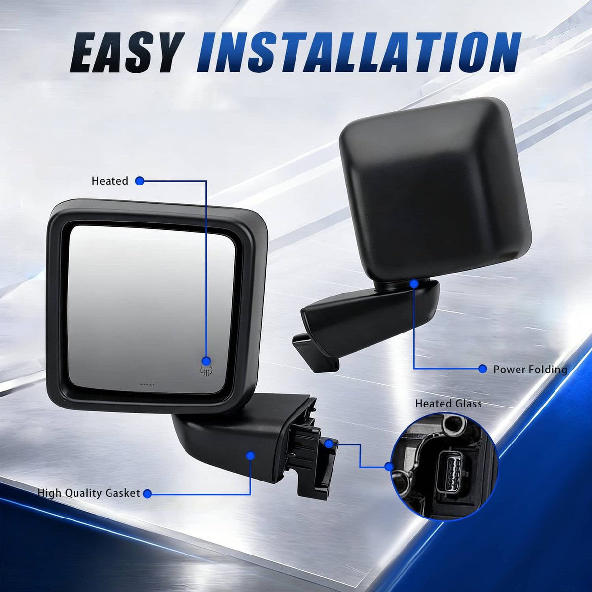 Solidspare Left & Right Power Heated Mirror Set for 2018-2024 Jeep Gladiator Wrangler JL