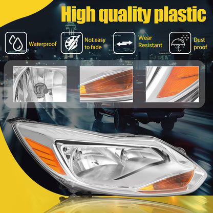Solid Spare Chrome Headlight Headlamp Replacement Passenger Side For Ford Focus 2012 13 14