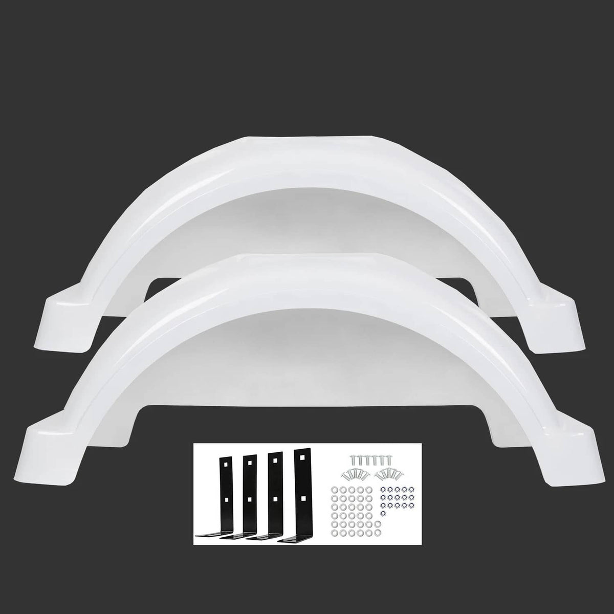 Solidspare Pair of White Single Axle Trailer Fenders for Boat 13" Wheels Tire Skirt