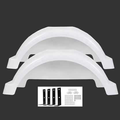 Solidspare Pair of White Single Axle Trailer Fenders for Boat 13" Wheels Tire Skirt