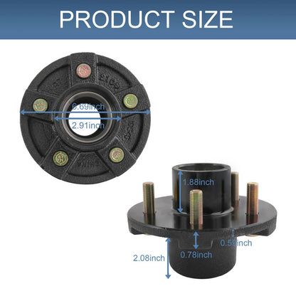 Solidspare Trailer Idler Hub Kits 5 on 4.5" for 3500 lbs Axle 1/2"-20 Thread 22017K Set (2)