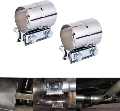 Solidspare 3inch Lap Joint Exhaust Band Clamp Muffler Sleeve Coupler Stainless Steel 2Pcs
