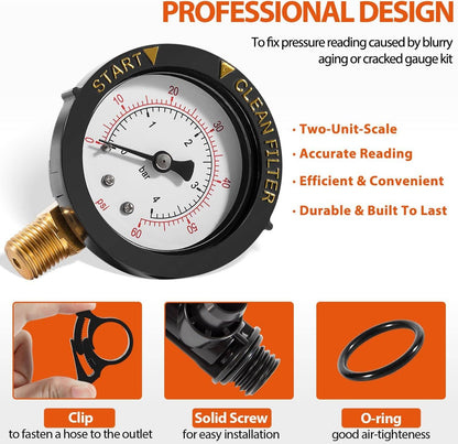 Solid Spare 98209800 High Flow Manual Air Relief Valve with Gauge for Pentair Pool Filters