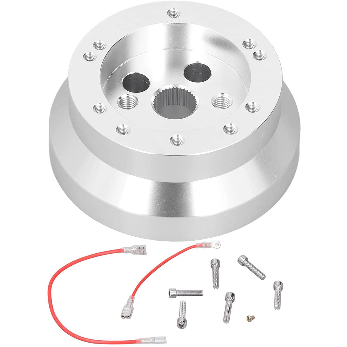 Solidspare Silver 5 & 6 Hole Steering Wheel Polished Hub Adapter For GM Chevy Aluminum