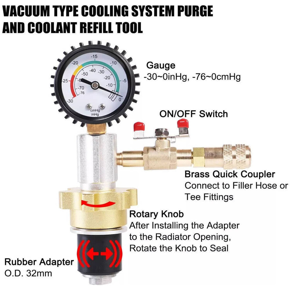 Solidspare Auto Coolant Vacuum Kit Cooling System Vacuum Radiator Kit Refill & Purging Tool