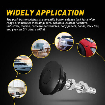 Solidspare 4x Push Button Quick Release Hood Bonnet Pins Lock Clip Car Bumper Latch Kits