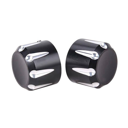 Solidspare Black Thick Cut Front Axle Cap Nut Covers For Harley Touring Road Glide King