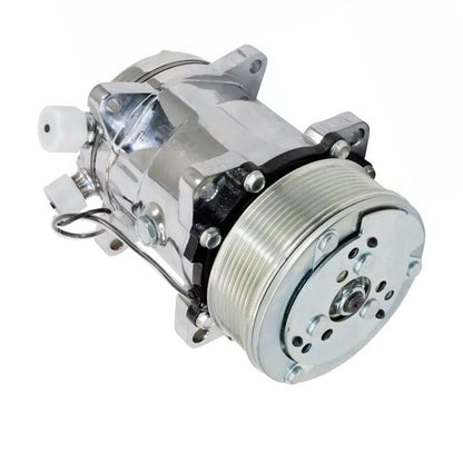 Solidspare A/C Compressor w/ Clutch for Sanden 508 Style 8-Groove Serpentine Belt Aluminum