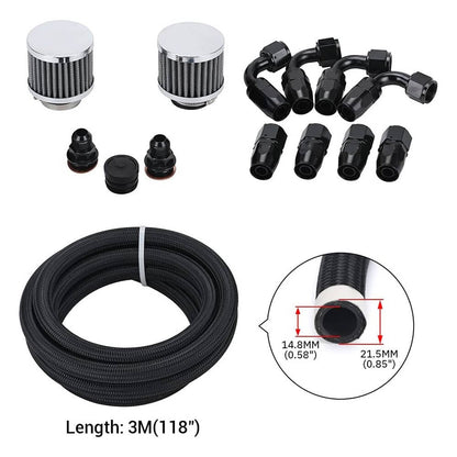 Solidspare Series Oil Catch Can For Honda Civic Acura Integra 4 Port -10AN With Hoses Pro