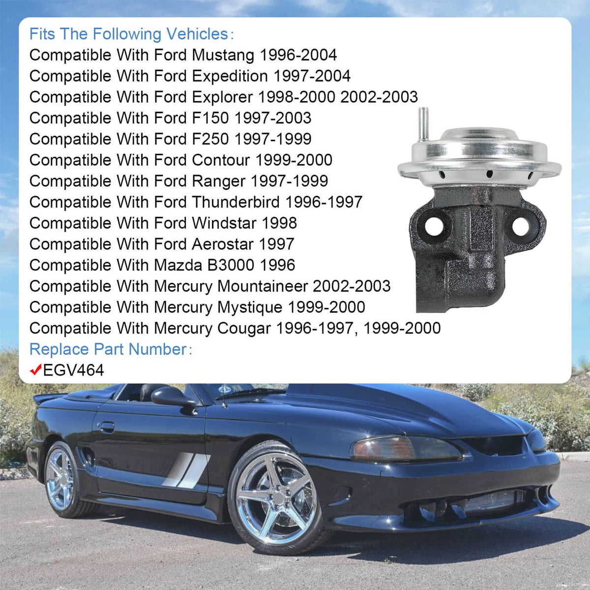 Solidspare EGR Valve Exhaust Gas Recirculation For Ford Lincoln Mazda Mercury EGV464 NEW
