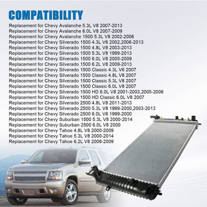 Solidspare 34 Inch Core Radiator For Chevy Silverado Suburban Cadillac Avalanche Escalade