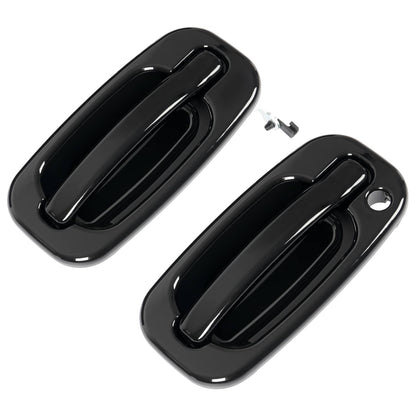 Solid Spare Door Handle Set For Chevy Silverado 1500 1999-2006 Smooth Black Front Outer 2PCS