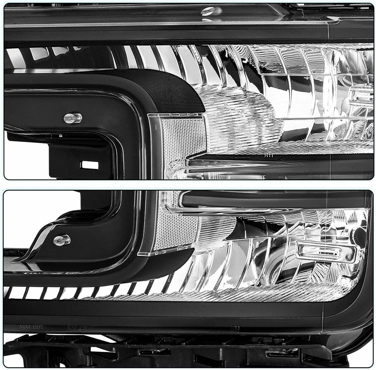 Solidspare Headlights For 2018-2020 Ford F150 Halogen Headlamps Black Clear  Right+Left