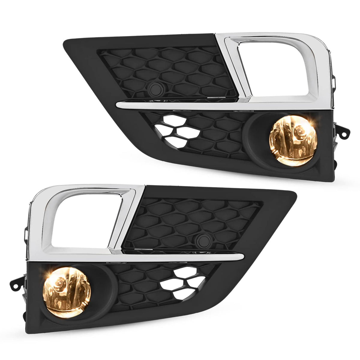 Solid Spare For Honda Odyssey 2018-2020 Bumper Fog Lights Lamps & Bezel Set W/Chrome Trim