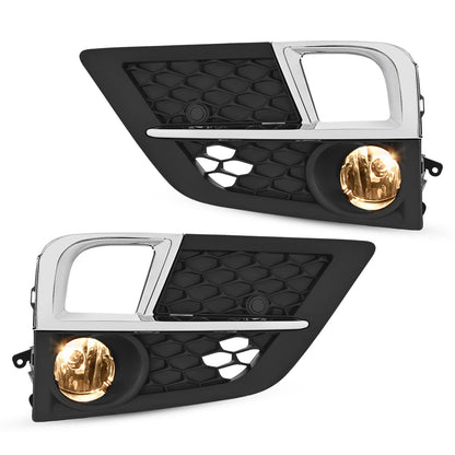 Solid Spare For Honda Odyssey 2018-2020 Bumper Fog Lights Lamps & Bezel Set W/Chrome Trim