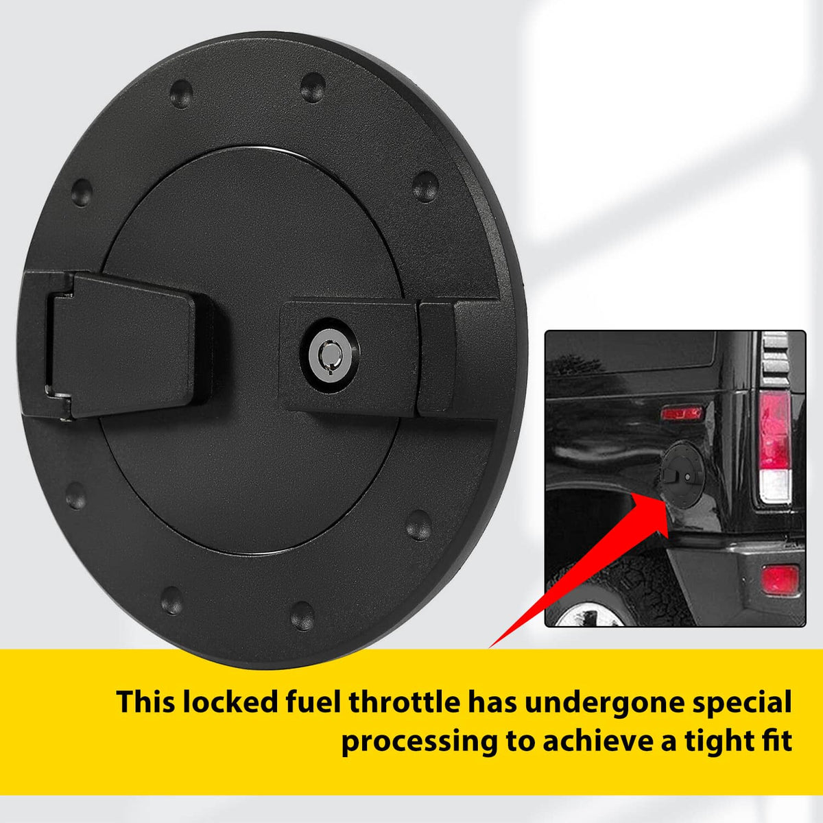 Solid Spare For Hummer H2 2003-2009 Locking Fuel Door Gas Tank Cap Cover ALUMINUM Black New