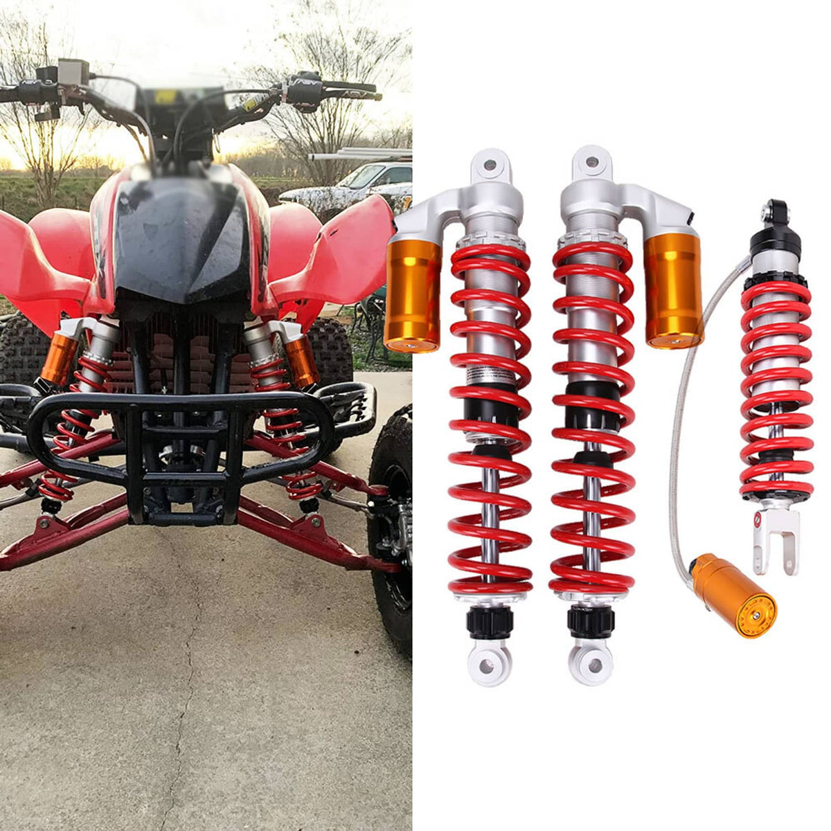 Solidspare UPGRADED FRONT & REAR AIR SHOCK ABSORBERS FOR HONDA FOURTRAX 250 TRX250 1985-92
